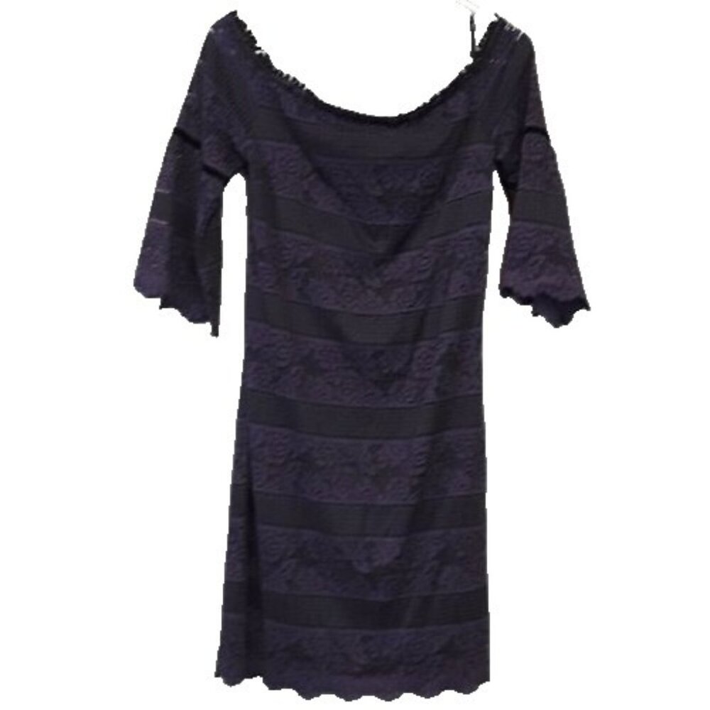 White House Black Market Womens Lace Dress Size 4 Purple Off Shoulder Dark Fairy